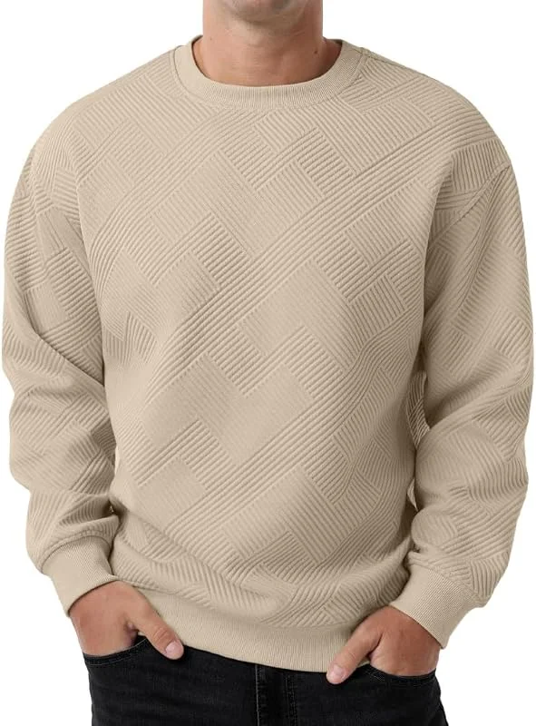 Visita la tienda de PrinStory PrinStory Sudaderas de manga larga para hombre, cuello redondo, con textura, cálido, con dobladillo acanalado — Ropa Navidad