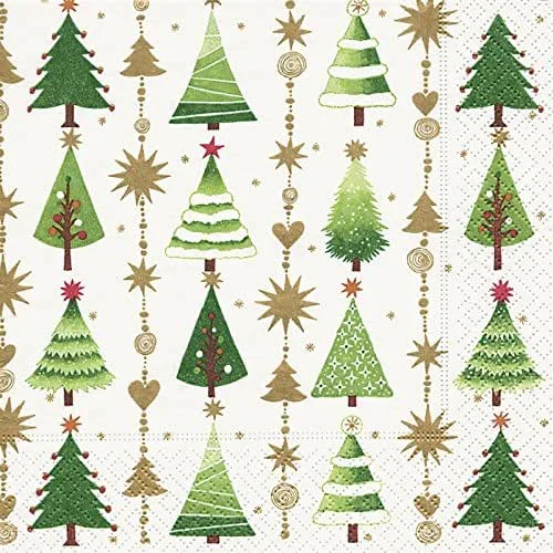 Serviettenshop 20 servilletas con muchos árboles verdes, Navidad, abeto 33 x 33 cm — Adviento y mesa