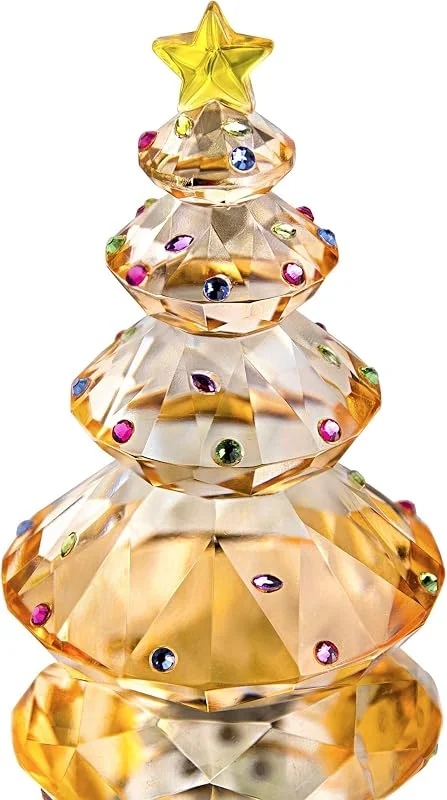 HDCRYSTALGIFTS 3.5" naranja cristal árbol de navidad figura coleccionable árbol de Navidad — Decoracion Navidad