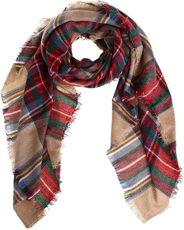 Boolavard Plaid Cashmere Feel Classic Soft Luxurious Winter Scarf Para Hombres Mujeres — Ropa Navidad