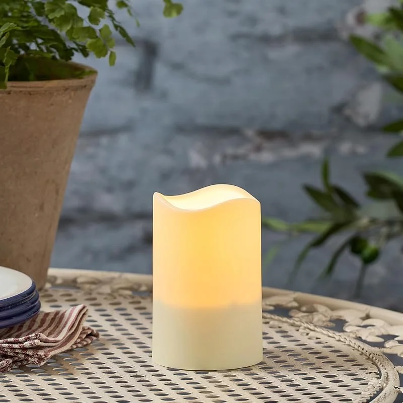 Visita la tienda de Lights4fun Lights4fun Vela Solar LED Sin Llama Resistentes al Agua Impermeable Decoración para Exteriores de 11 cm — Cena a la luz de velas