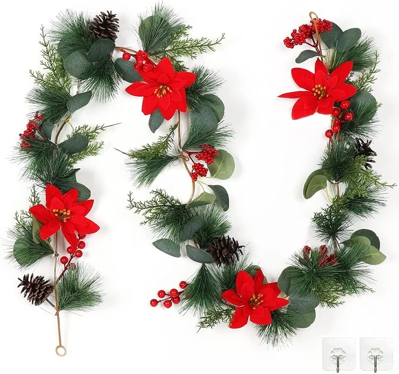 SOMYTING Guirnalda de Navidad, Guirnalda de Abeto Artificial, decoración de Navidad, Planta Artificial, Adornos de ratán, decoración para Chimenea — Decoracion Navidad