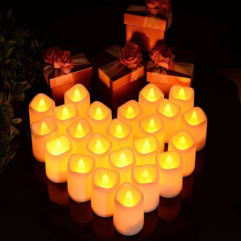 LUNSY Luces en forma de vela Luces de té LED sin llama Juego de luces de vela con pilas Decoración de la boda del partido-24PCS — Cena a la luz de velas