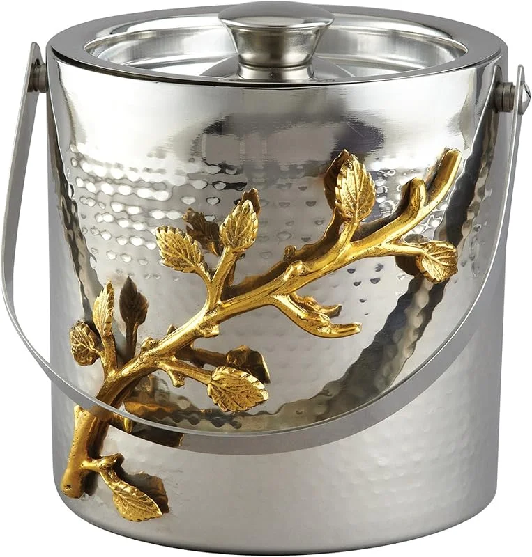 Elegance Elegancia Golden Vine Cubo de Hielo, Plata, Oro — Vino y mesa festiva