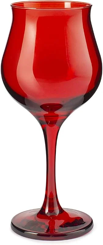 Pasabahce 518728 Wavy - Juego de 6 copas de vino, cristal, rojo, cl37 — Vino y mesa festiva