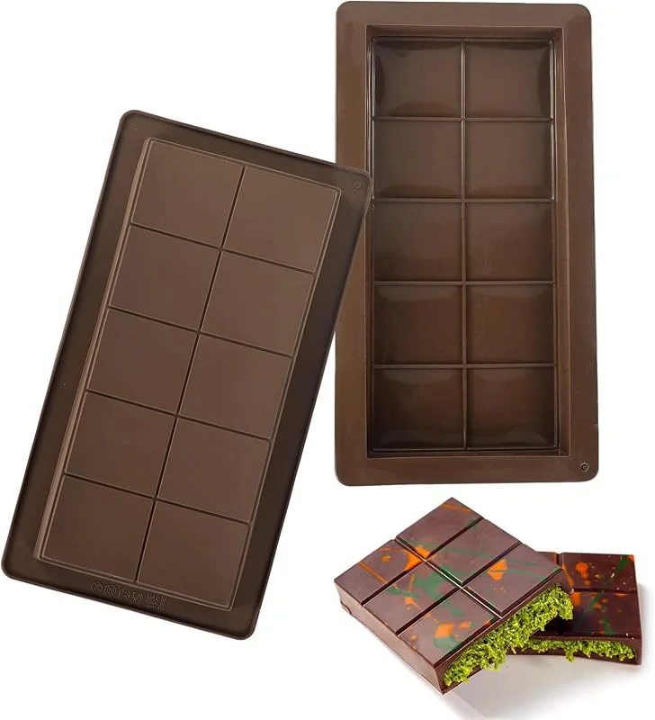EASYKEENECOM 2 moldes de silicona para chocolate con 10 huecos, molde de silicona para chocolate profundo, molde de chocolate extra profundo para bombones de chocolate para Hacer Chocolate (Marrón) — Hogar y cocina