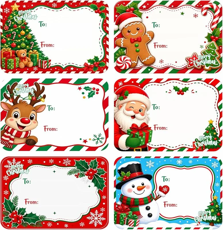 Lxyeecwang Calcomanías para nombre de regalo de Navidad, 120 pegatinas de Feliz — Envoltorio regalo