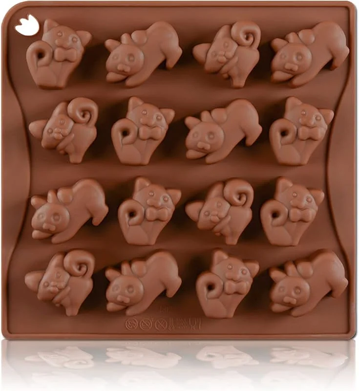 WishesMar Moldes de Chocolates de Silicona Forma de Varios Gatito Gato - 16 Cavidades Antiadherente Reutilizable Molde de Silicone para Caramelo, Dulces, Decoración de Pasteles — Hogar y cocina