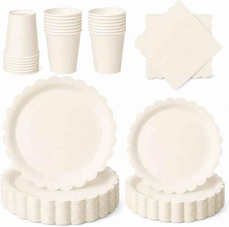 PYAILI Juego Vajilla Blanco Crema 96 Piezas para 24 Invitados — Adviento y mesa