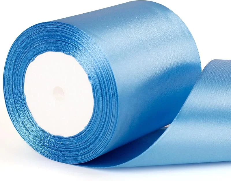 YAAVAAW Cinta decorativa de 22 m x 10 cm de ancho en azul celeste, cinta azul de 4 pulgadas de grosor para envolver regalos, bodas, Navidad, cumpleaños, pastel, lazo para el cabello, ramo de flores — Envoltorio regalo