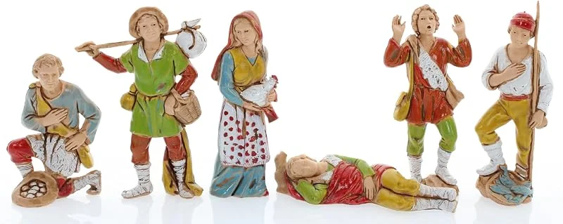 Visita la tienda de Moranduzzo Moranduzzo Set de 6 Pastores para Belén de 8 cm – Compact 8 – Escala 1:22 – Figuras Irrompibles Pintadas a Mano, Estilo Siglo XVIII, Made in Italy, Escultor M. Landi — Decoracion Navidad