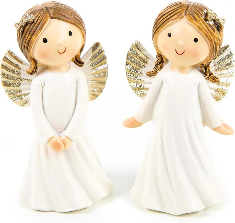 Visita la tienda de Logbuch-Verlag Logbuch-Verlag Figuras ángeles pequeñas, 2 Unidades: decoración navideña Blanca y Dorada, ángel Protector de Resina, Adornos Navidad para Mesa y Ventana, Regalo simbólico comunión Bautizo, 9 cm — Decoracion Navidad