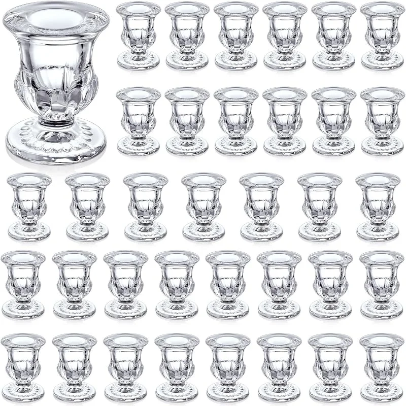 Foaincore 36 candelabros a Granel de 2.5 Pulgadas para Centro de Mesa, Soporte Ritual de Vidrio Grueso para Bodas, Navidad, San Valentín, Festivales, Fiestas, Decoraciones (Transparente) — Adviento y mesa