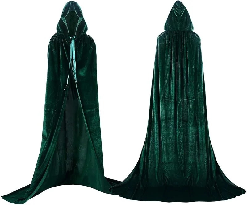Visita la tienda de Proumhang Proumhang Largo Capa con Capucha Terciopelo Disfraz de Halloween para Mujeres Hombres Halloween Carnaval Navidad Fiesta Disfraces Verde — Ropa Navidad