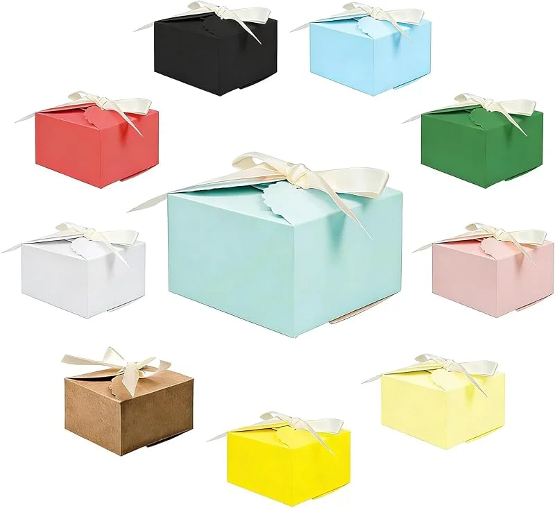 HIGA-JKL Juego de 20 cajas de regalo onduladas con cinta, pequeñas cajas de regalo con tapa, para Navidad, bodas, fiestas, como cajas de cartón para dulces, macarons — Envoltorio regalo