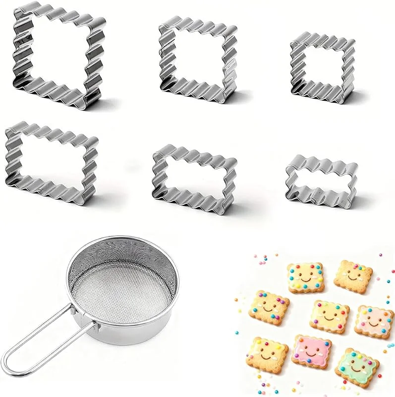 ARYIMYDP Kit 6 Cortadores Galletas + Cernidor, Acero Inox Para Navidad y Cumpleaños, Bordes Seguros Lavavajillas, 6 Tamaños Con Plantilla — Hogar y cocina