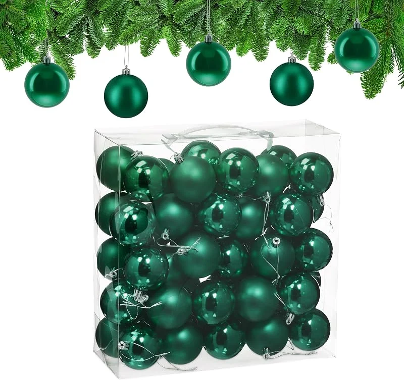 Visita la tienda de Relaxdays Relaxdays Bolas Árbol Navidad, Set 50, Plástico, Diseño Mate y Brillante, 6 cm, Adornos Navideños, Decoración, Verde — Decoracion Navidad