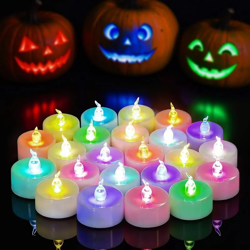 Visita la tienda de Yakpo Juego de velas LED coloridas, de colores que cambian lentamente, para Navidad, cumpleaños y Halloween — Luces Navidad