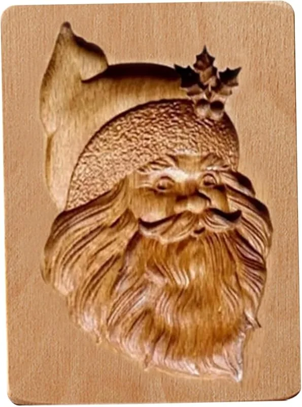 Hbbgdiy Sellos de galletas de Navidad de Papá Noel tallados en madera, moldes para hornear en relieve con prensa 3D para masa, muffins, galletas, dulces, pan, sándwiches, queso — Hogar y cocina