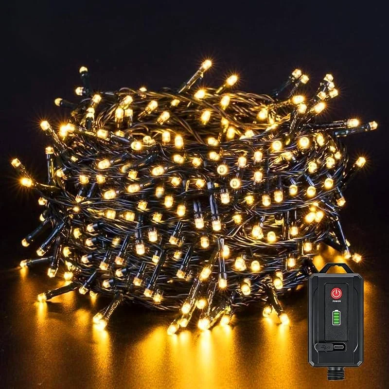 Visita la tienda de Quntis Quntis Luces Navidad Pilas 40M 300 LED Recargables USB-C Blanco Cálido