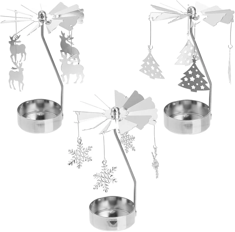 Visita la tienda de Cabilock Cabilock 3 portavelas giratorios para velas de té, portavelas de Navidad, romántico, metal, molino de viento, portavelas de escritorio, alce, copo de nieve, adorno para árbol de Navidad, decoración — Adviento y mesa