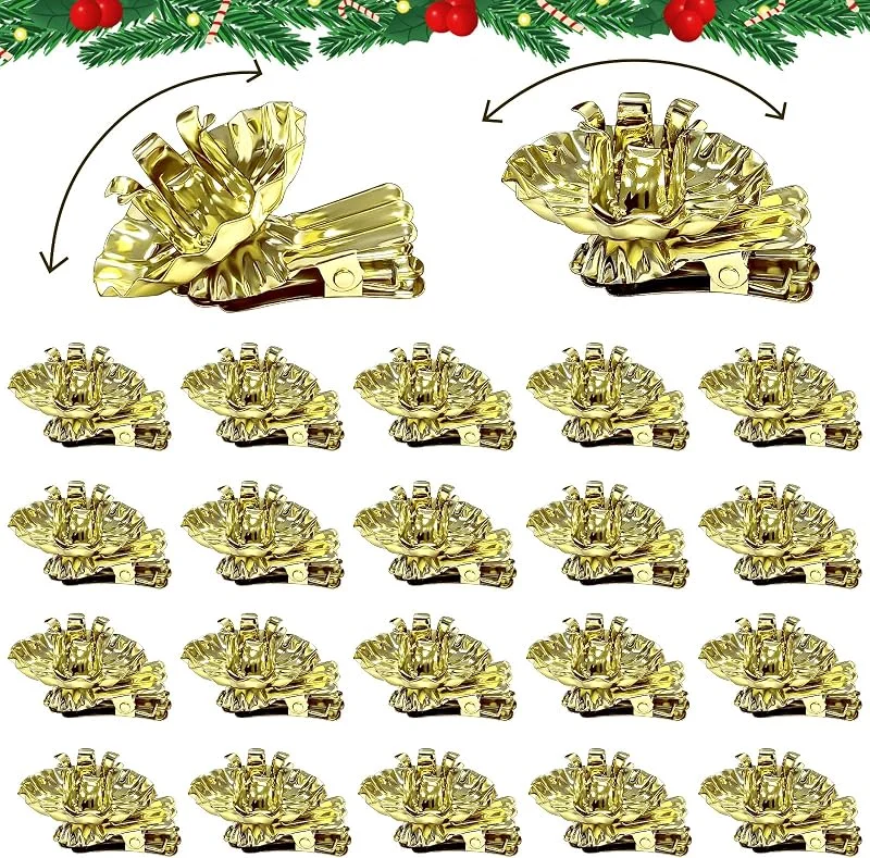 Feruchun 20 Piezas Portavelas para árbol de Navidad, Portavelas Vintage Forma de Flor con Clip de Metal para Velas de árbol, cumpleaños, Decoración (20 de Oro) — Adviento y mesa
