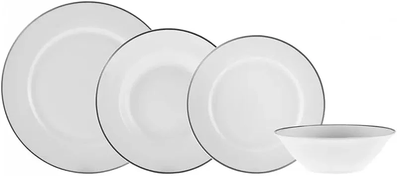 Karaca Rebeca - Vajilla de porcelana (16 piezas, 4 personas), color plateado — Adviento y mesa