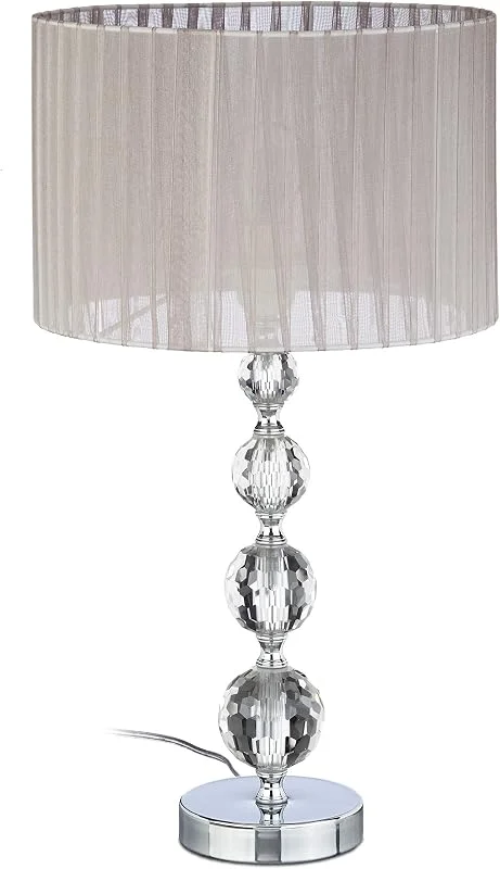 Visita la tienda de Relaxdays Relaxdays Lámpara de Mesa, Diseño Original con Bolas, Tulipa Redonda, Metal-Cristal, 53 x 29, 5 x 29, 5 cm, Gris-Plateado — Cena a la luz de velas