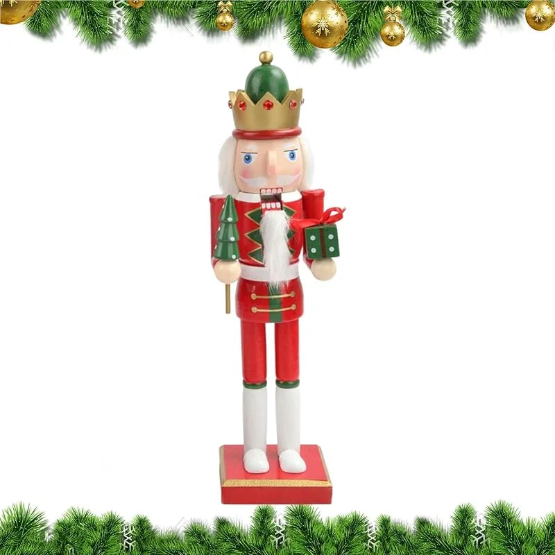 Genérico Figuras Cascanueces Estatua Navideña con para Mesa y Escritorio en Madera — Decoracion Navidad