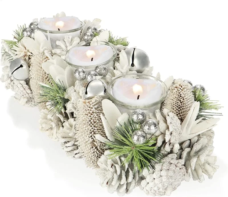 Visita la tienda de com-four COM-FOUR® Portavelas, Portavelas Decorativo para Navidad y otoño — Cena a la luz de velas