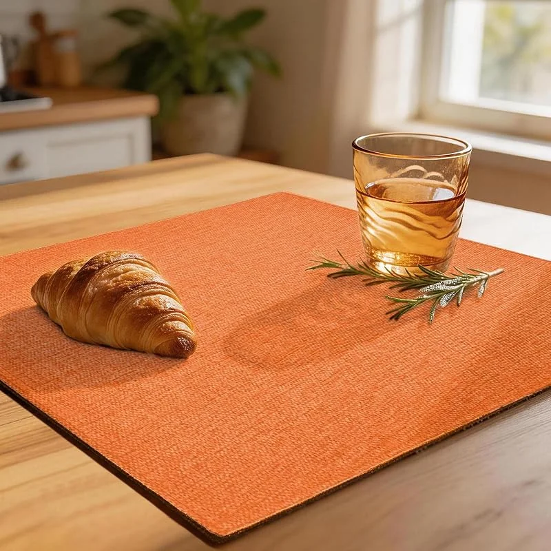 Rinpon Juego de 4 Manteles Individuales de Tela de Poliéster Grueso, Lavable a Máquina, Resistente al Calor, Anti-Arrugas, para Mesa de Comedor(Naranja) — Hogar y cocina
