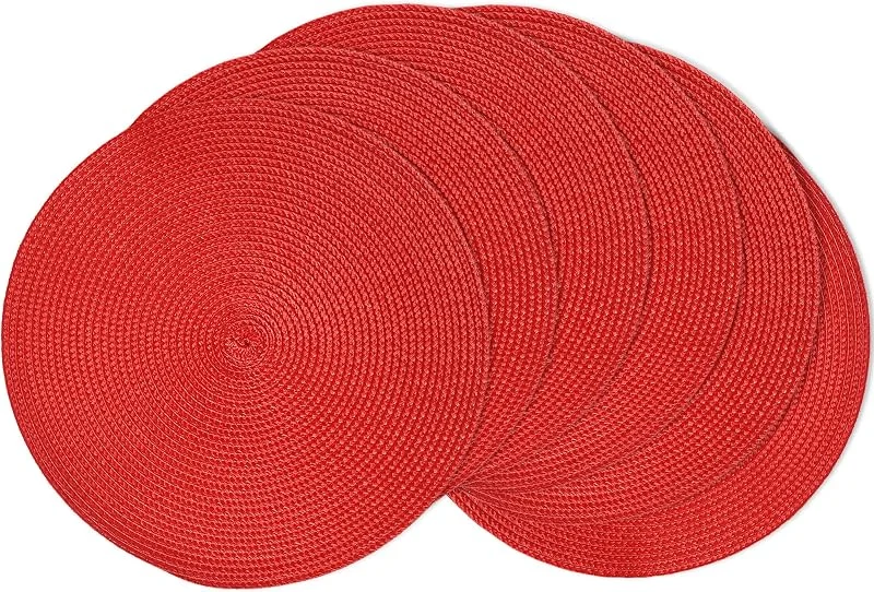 HNVNER Manteles Individuales Redondos Lavables de Polipropileno, Juego de 6, 36cm — Hogar y cocina