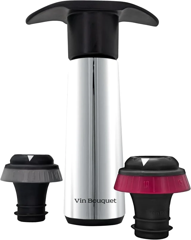 Visita la tienda de VB VIN BOUQUET Vin Bouquet FIC 1308 bomba de vacío manual click inox con 2 tapones indicador sonido accesorios vino conservar vino — Vino y mesa festiva