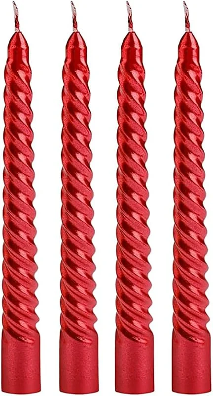 VerveFusion Velas Torsadees - Juego de 4 velas de larga duración, 20 cm — Cena a la luz de velas