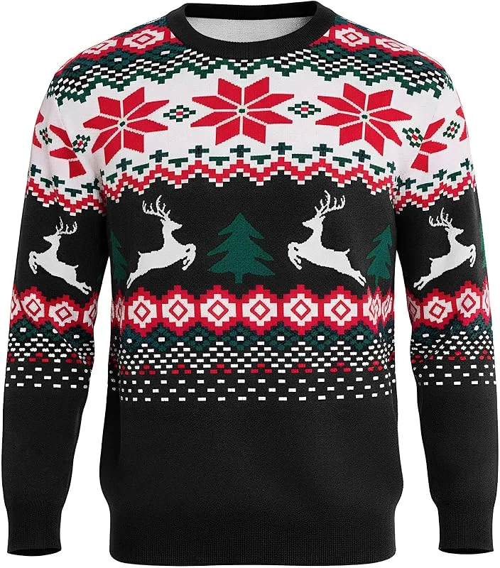 Visita la tienda de Litherday Litherday Hombres Jerseys Navideños Suéter Divertido Navidad Manga Larga Jersey Navideño Feo de Pingüinos Redondo Pullover de Punto de Navidad — Ropa Navidad