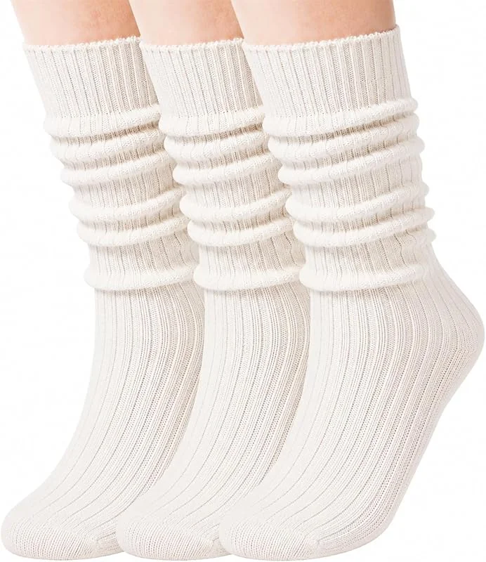 Visita la tienda de Moon Wood Moon Wood 3 pares Calcetines Térmicos Mujer, Calcetines largos de Lana para OtoñoE Invierno, Efecto Arrugado, Cálido Gruesa de Punto Calcetines altos 35-42 — Ropa Navidad