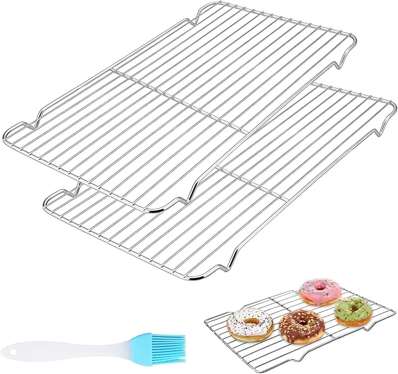 QUIIEOSKIA 2 Pcs 30 x 20 cm Rejillas de Enfriamiento para Hornear+Cepillo — Hogar y cocina