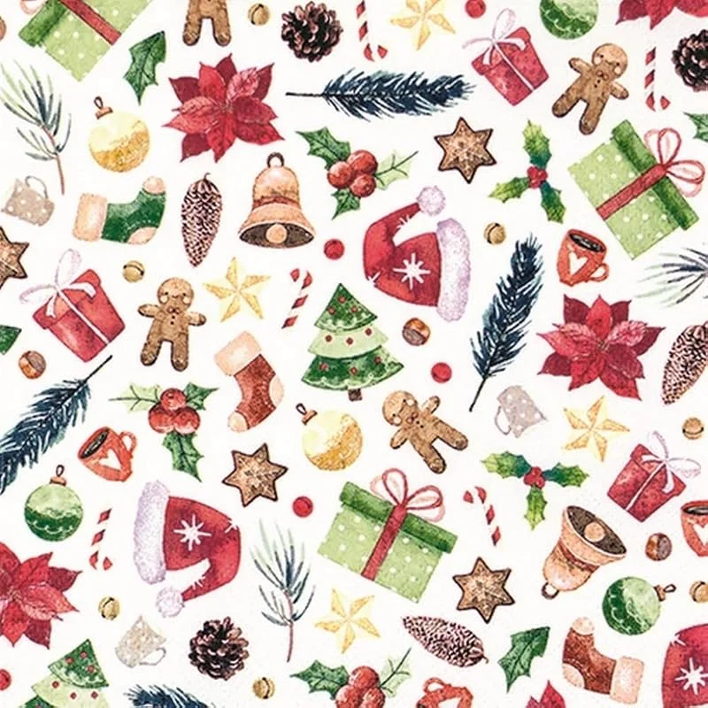 Home Fashion 20 servilletas, colección de Navidad, pan de jengibre, regalos, invierno, decoración de mesa, decoupage, técnica de servilletas, 33 x 33 cm — Adviento y mesa