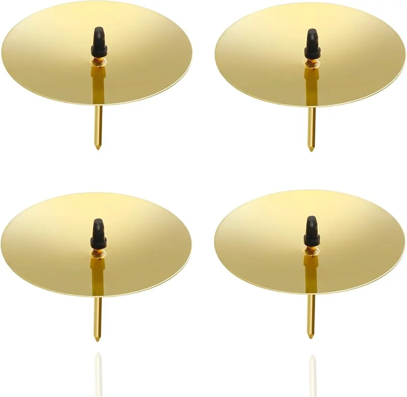 Visita la tienda de happymas 4 tapones para corona de Adviento de 5 cm, soporte universal para velas, plato de vela con mandril, para corona de Adviento, Navidad, soporte para corona de Adviento con mandril (dorado) — Adviento y mesa