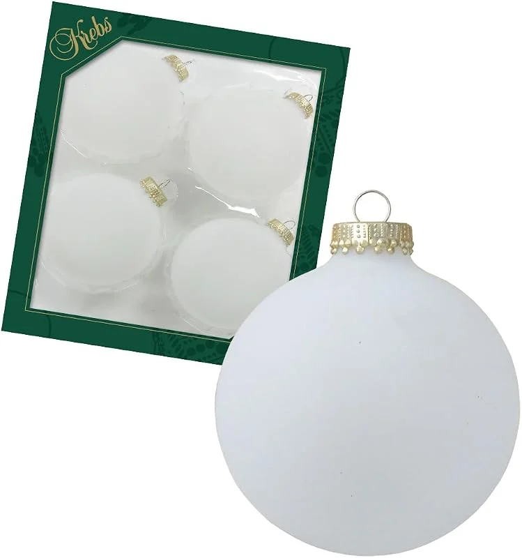 Krebs Glas Lauscha - Adornos para árbol de Navidad, bolas de Navidad - Caja con 4 bolas de cristal esmeriladas en un tamaño de 8 cm — Decoracion Navidad