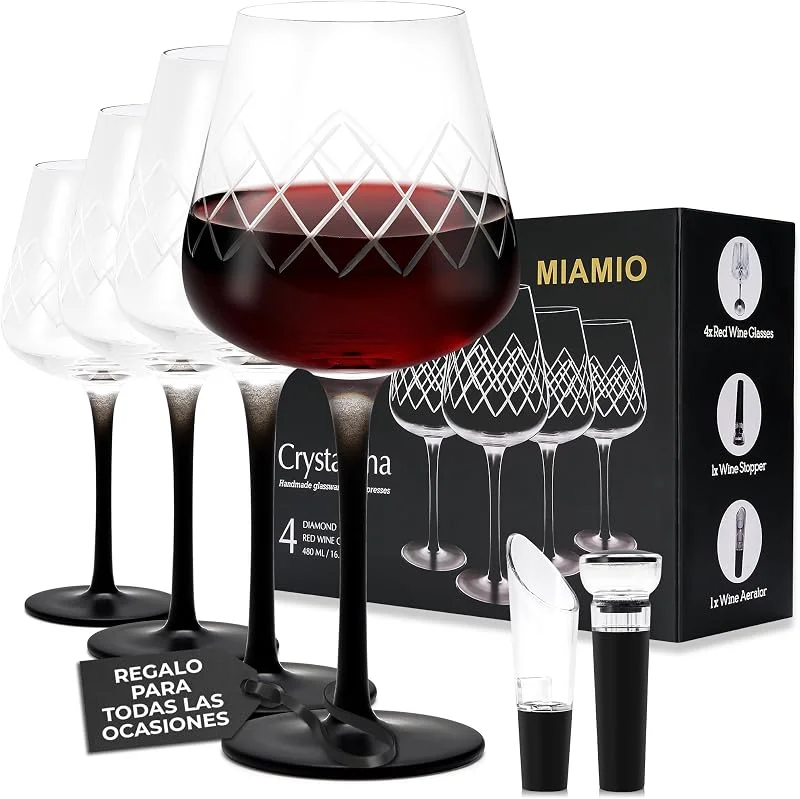 Visita la tienda de MIAMIO MIAMIO - set de 4 copas de vino tinto 480 ml Crystaluna para cocina — Vino y mesa festiva