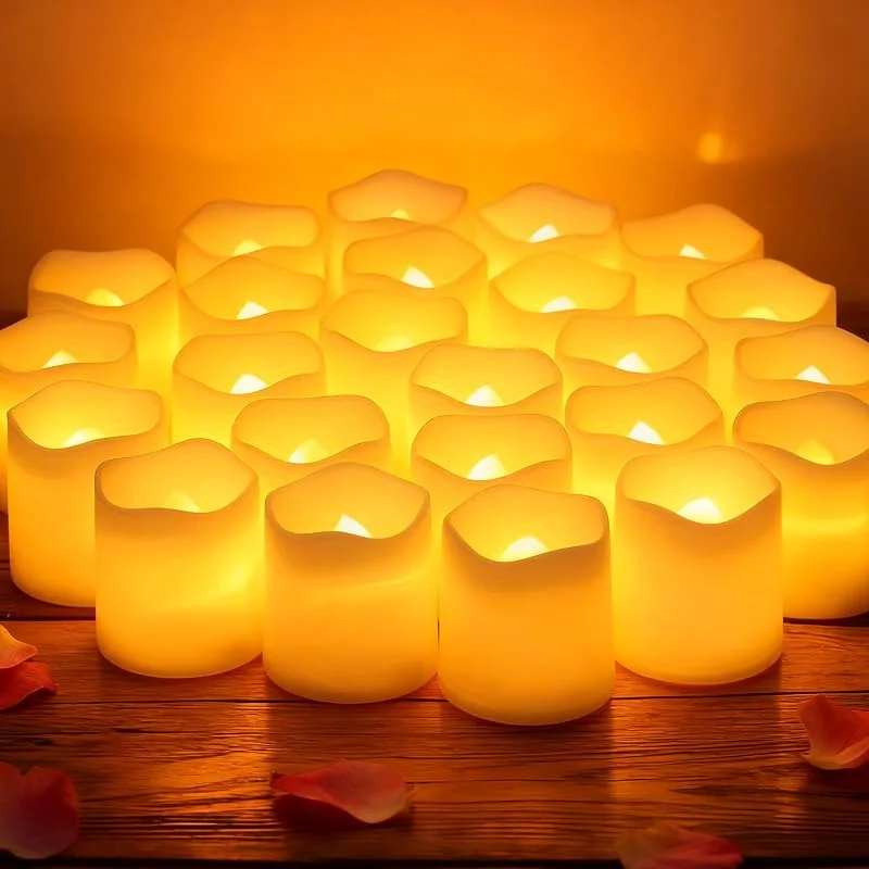 Songlypian 24 piezas Velas LED, Candle Led, Sin Fuego velas de té Luz Blanca, Eléctricas, Se puede utilizar para Bodas y Fiestas, Halloween Hogar Festivales Decoración — Cena a la luz de velas