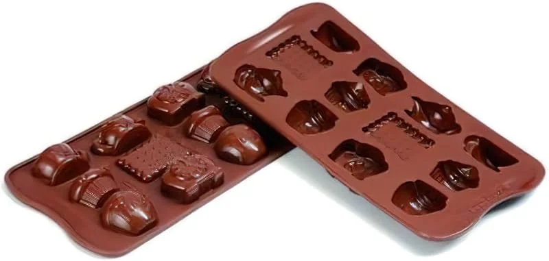 Visita la tienda de silikomart silikomart, SCG17 Molde Silicona para Bombones Teatime, Antiadherente, 12 Bombones, Tema Salón de Té, Pack de 1 Molde para Bombones, Easy Choc, 43, 6 x 29 mm, h 15 mm, Made in Italy — Hogar y cocina