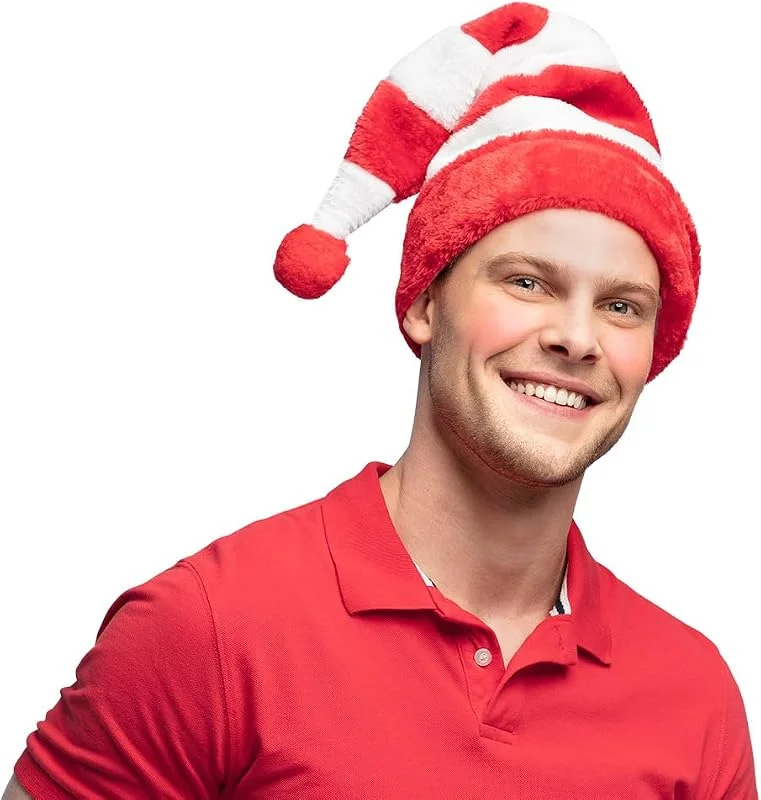 Boland - Gorro de Papá Noel a Rayas, 59 cm — Ropa Navidad