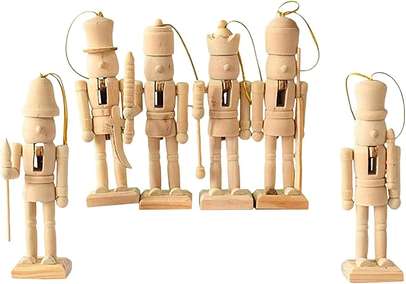 Générique Decoración de cascanueces genérica de 6 piezas figuras de madera — Decoracion Navidad