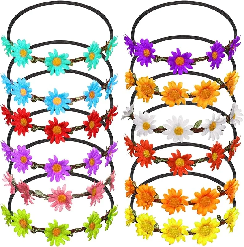 Visita la tienda de FEPITO FEPITO 12 Unids Corona de Flores Diadema Flor Garland Multicolor Floral Corona Bohemia Floral Corona para Mujeres Niñas Accesorios para el cabello — Ropa Navidad