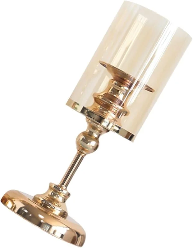 PRETYZOOM Candelabro de Hierro Dorado 29x12x12cm Estilo Vintage y simple — Cena a la luz de velas