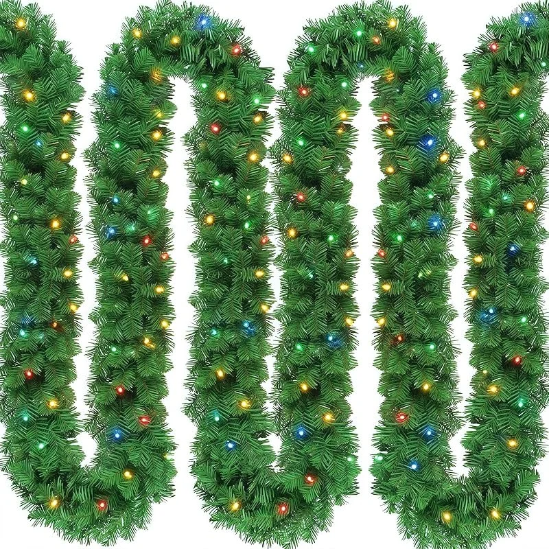 KUPITM6 Guirnalda de abeto de 540 cm con 70 ledes de color blanco cálido, iluminada para interior y exterior, guirnalda de abeto artificial para escaleras, puertas y chimeneas — Decoracion Navidad