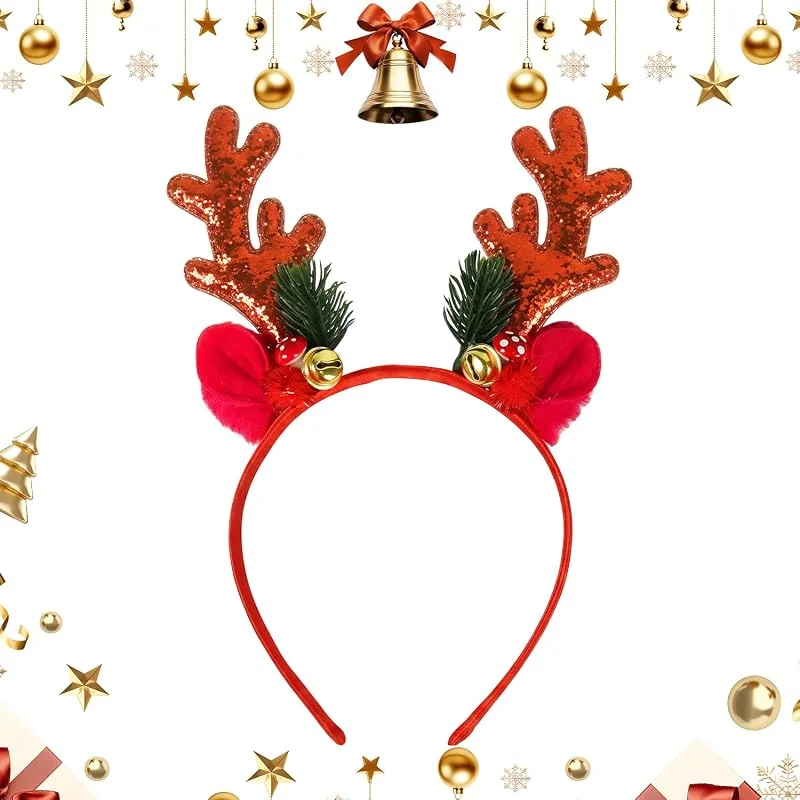 REEKNOKOL Diadema Navideña, Diadema de Reno para Mujeres y Niñas — Ropa Navidad