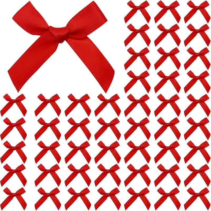 MAOSHYMS Mini Lazo Rojo 4cm 100 Piezas Lazo Rojo Regalo Pequeño Lazos Rojos Navidad — Envoltorio regalo